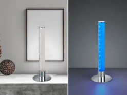 LED Tischleuchte LEIA Chrom dimmbar Fernbedienung Farbwechsel, Höhe 40cm