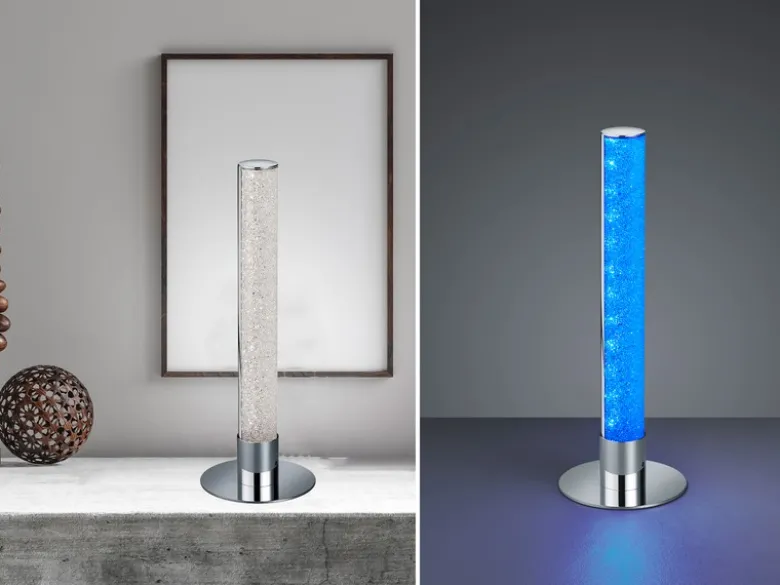 LED Tischleuchte LEIA Chrom dimmbar Fernbedienung Farbwechsel, Höhe 40cm