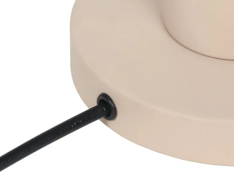 LED Tischleuchte mit Gitter Lampenschirm Beige, Höhe 28cm