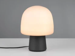 LED Tischleuchte mit Glasschirm & Metallfuß Schwarz, Höhe 27cm