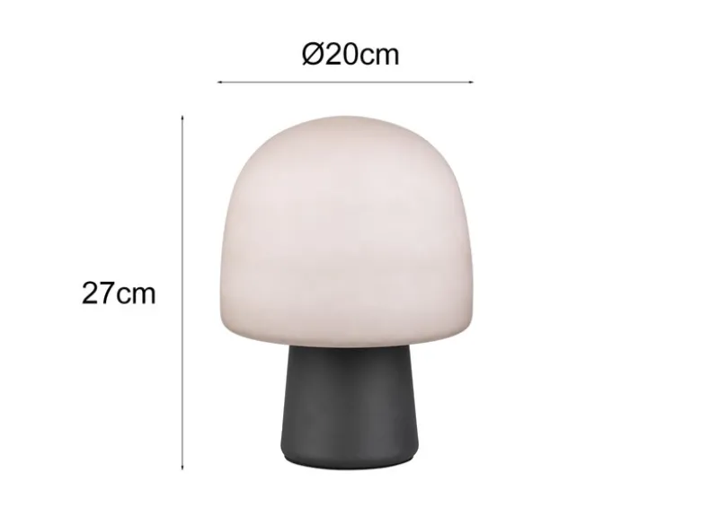 LED Tischleuchte mit Glasschirm & Metallfuß Schwarz, Höhe 27cm