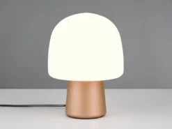 LED Tischleuchte mit Glasschirm & Metallfuß Coffee, Höhe 27cm