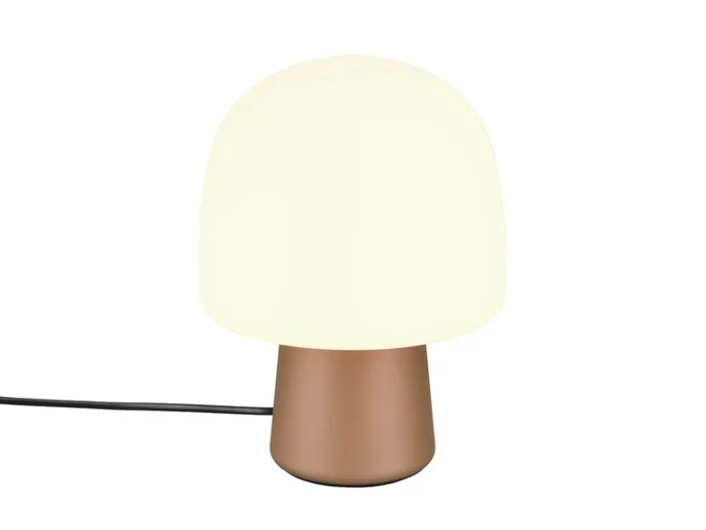 LED Tischleuchte mit Glasschirm & Metallfuß Coffee, Höhe 27cm