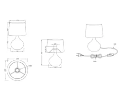 LED Tischleuchte mit Keramikfuß Beige & Stoffschirm Weiß, Höhe 29cm