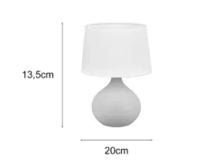 LED Tischleuchte mit Keramikfuß Beige & Stoffschirm Weiß, Höhe 29cm