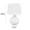 LED Tischleuchte mit Keramikfuß Weiß & Stoffschirm Weiß, Höhe 29cm