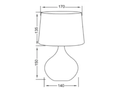 LED Tischleuchte mit Keramikfuß Weiß & Stoffschirm Weiß, Höhe 29cm
