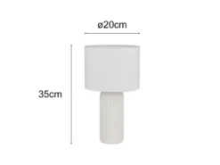 LED Tischleuchte mit Keramikfuß & Stoffschirm Weiß, Höhe 36cm