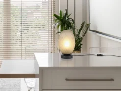 LED Tischleuchte mit ovalem Glasschirm Grün, Höhe 28cm