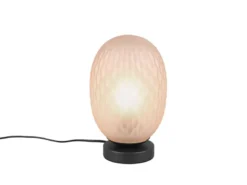 LED Tischleuchte mit ovalem Glasschirm Bernsteinfarbig, Höhe 28cm