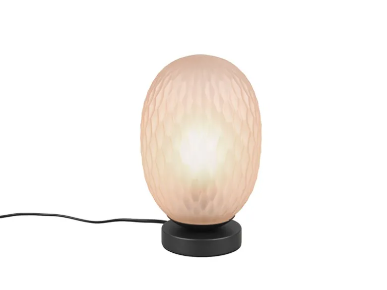 LED Tischleuchte mit ovalem Glasschirm Bernsteinfarbig, Höhe 28cm