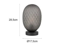 LED Tischleuchte mit ovalem Rauchglas Lampenschirm, Höhe 28cm