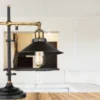 LED Tischleuchte mit schwenkbarem Metallschirm Schwarz, Höhe 45,5cm