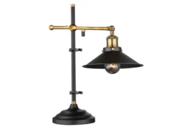 LED Tischleuchte mit schwenkbarem Metallschirm Schwarz, Höhe 45,5cm