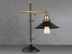 LED Tischleuchte mit schwenkbarem Metallschirm Schwarz, Höhe 45,5cm