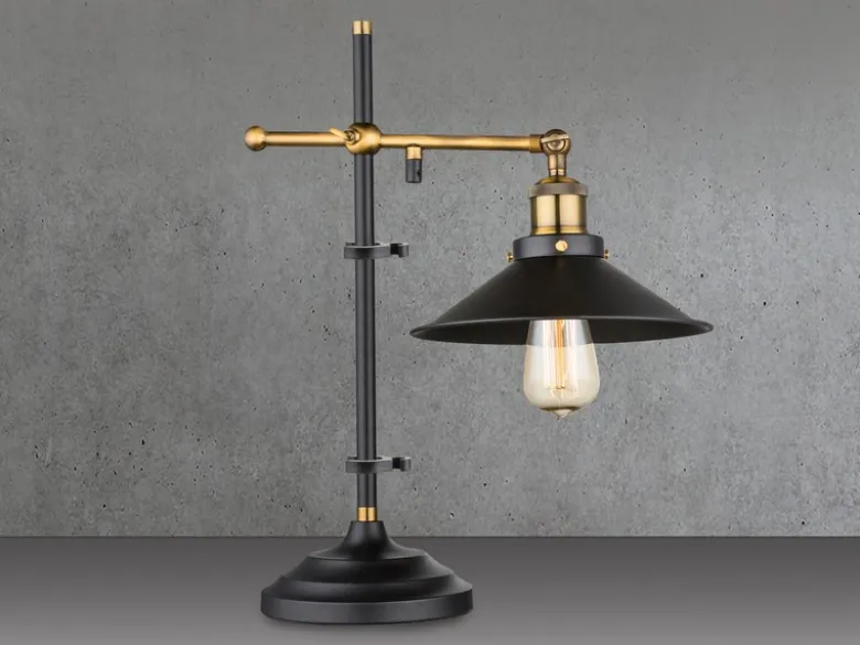 LED Tischleuchte mit schwenkbarem Metallschirm Schwarz, Höhe 45,5cm