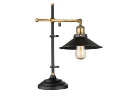 LED Tischleuchte mit schwenkbarem Metallschirm Schwarz, Höhe 45,5cm