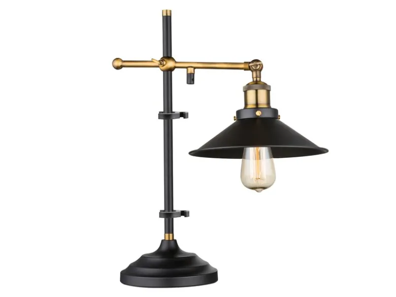 LED Tischleuchte mit schwenkbarem Metallschirm Schwarz, Höhe 45,5cm