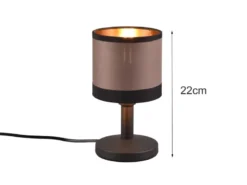 LED Tischleuchte mit Stoffschirm in Taupe/Gold, Touchfunktion, Höhe 22,5cm