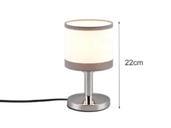LED Tischleuchte mit Stoffschirm in Weiß/Grau, Touchfunktion Höhe 22,5cm