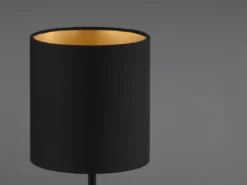 LED Tischleuchte mit Stoffschirm in Schwarz innen Gold, Höhe 28cm