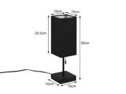 LED Tischleuchte mit Stoffschirm Schwarz & USB Ladestation, Höhe 35cm