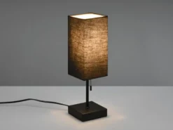 LED Tischleuchte mit Stoffschirm Schwarz & USB Ladestation, Höhe 35cm