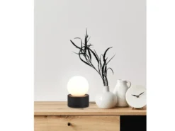 LED Tischleuchte mit Touch-Funktion, Glasschirm Weiß, Schwarz, Höhe 17cm