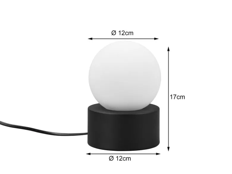 LED Tischleuchte mit Touch-Funktion, Glasschirm Weiß, Schwarz, Höhe 17cm