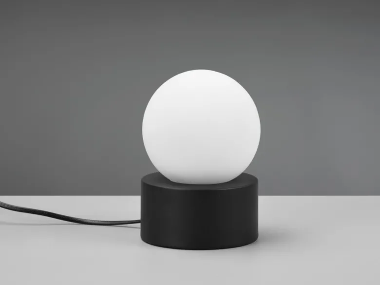 LED Tischleuchte mit Touch-Funktion, Glasschirm Weiß, Schwarz, Höhe 17cm
