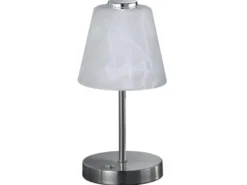 LED Tischleuchten 2er SET 4-fach Dimmer Silber Alabaster Glas, Höhe 24cm