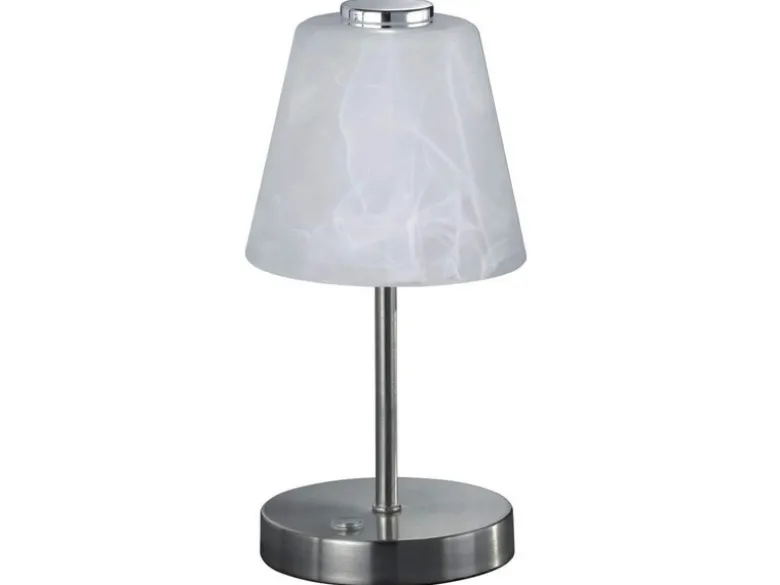 LED Tischleuchten 2er SET 4-fach Dimmer Silber Alabaster Glas, Höhe 24cm