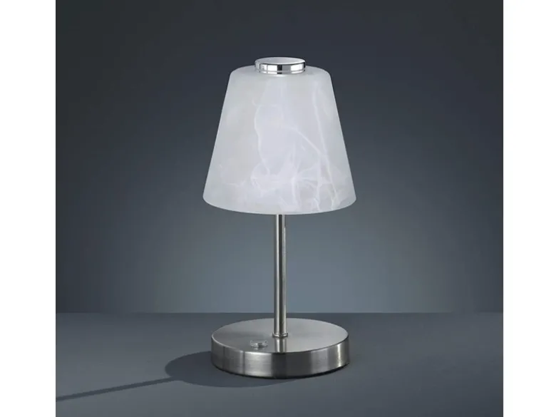 LED Tischleuchten 2er SET 4-fach Dimmer Silber Alabaster Glas, Höhe 24cm