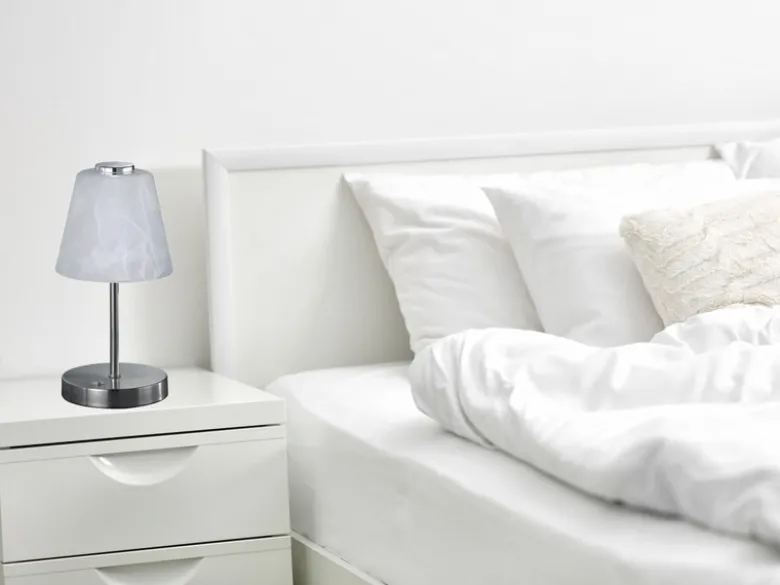 LED Tischleuchten 2er SET 4-fach Dimmer Silber Alabaster Glas, Höhe 24cm