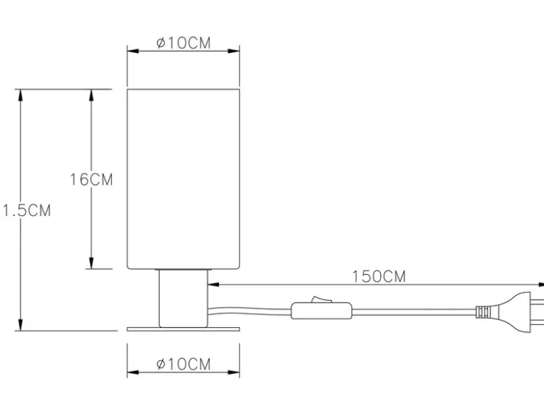 LED Tischleuchte Rauchglas Zylinder Lampenschirm, Metall Schwarz, Höhe 21,5cm