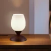 LED Tischleuchte, Rost Optik Glasschirm Weiß Touch dimmbar, Höhe 18cm