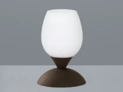 LED Tischleuchte, Rost Optik Glasschirm Weiß Touch dimmbar, Höhe 18cm