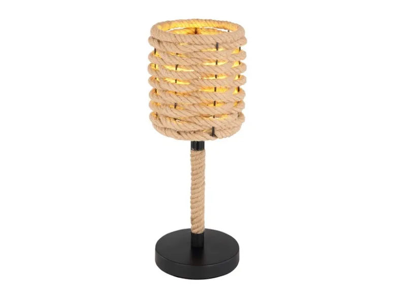 LED Tischleuchte Seillampe mit geflochtenem Lampenschirm, Höhe 45cm