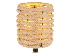 LED Tischleuchte Seillampe mit geflochtenem Lampenschirm, Höhe 45cm