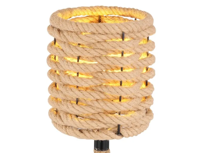 LED Tischleuchte Seillampe mit geflochtenem Lampenschirm, Höhe 45cm