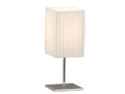 LED Tischleuchte Silber Chrom mit Plissee Stoffschirm Weiß, Höhe 26cm