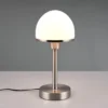 LED Tischleuchte Silber Glasschirm Weiß - Touch dimmbar, Höhe 39cm