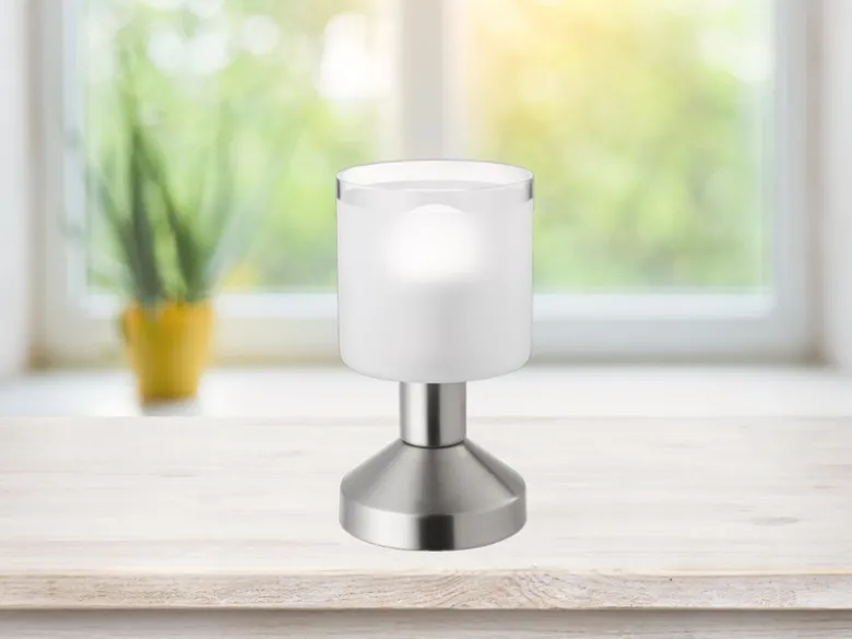LED Tischleuchte Silber matt ON/OFF über Touch Sensor, Höhe 17cm