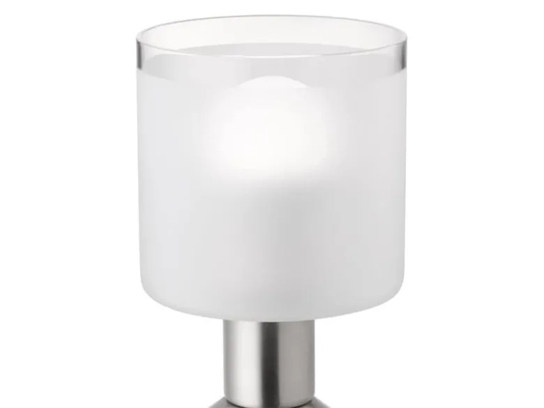 LED Tischleuchte Silber matt ON/OFF über Touch Sensor, Höhe 17cm
