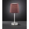 LED Tischleuchte Silber mit Stoffschirm Ø14cm in Hellbraun, Höhe 32cm