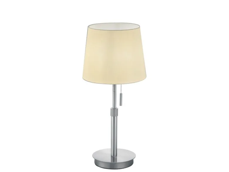 LED Tischleuchte Silber mit Stoffschirm Weiß, Höhe 45-56cm verstellbar