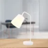LED Tischleuchte Spot schwenkbar, aus Metall & Stoffschirm in Weiß, Höhe 45cm