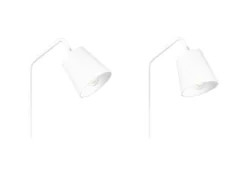 LED Tischleuchte Spot schwenkbar, aus Metall & Stoffschirm in Weiß, Höhe 45cm