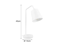 LED Tischleuchte Spot schwenkbar, aus Metall & Stoffschirm in Weiß, Höhe 45cm