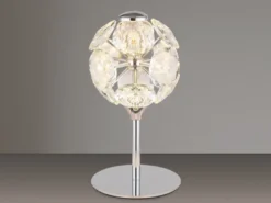 LED Tischleuchte VIRINA Silber Chrom mit Kugel aus K9 Kristallen, Höhe 26cm